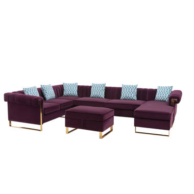 Purple velvet online sectional sofa